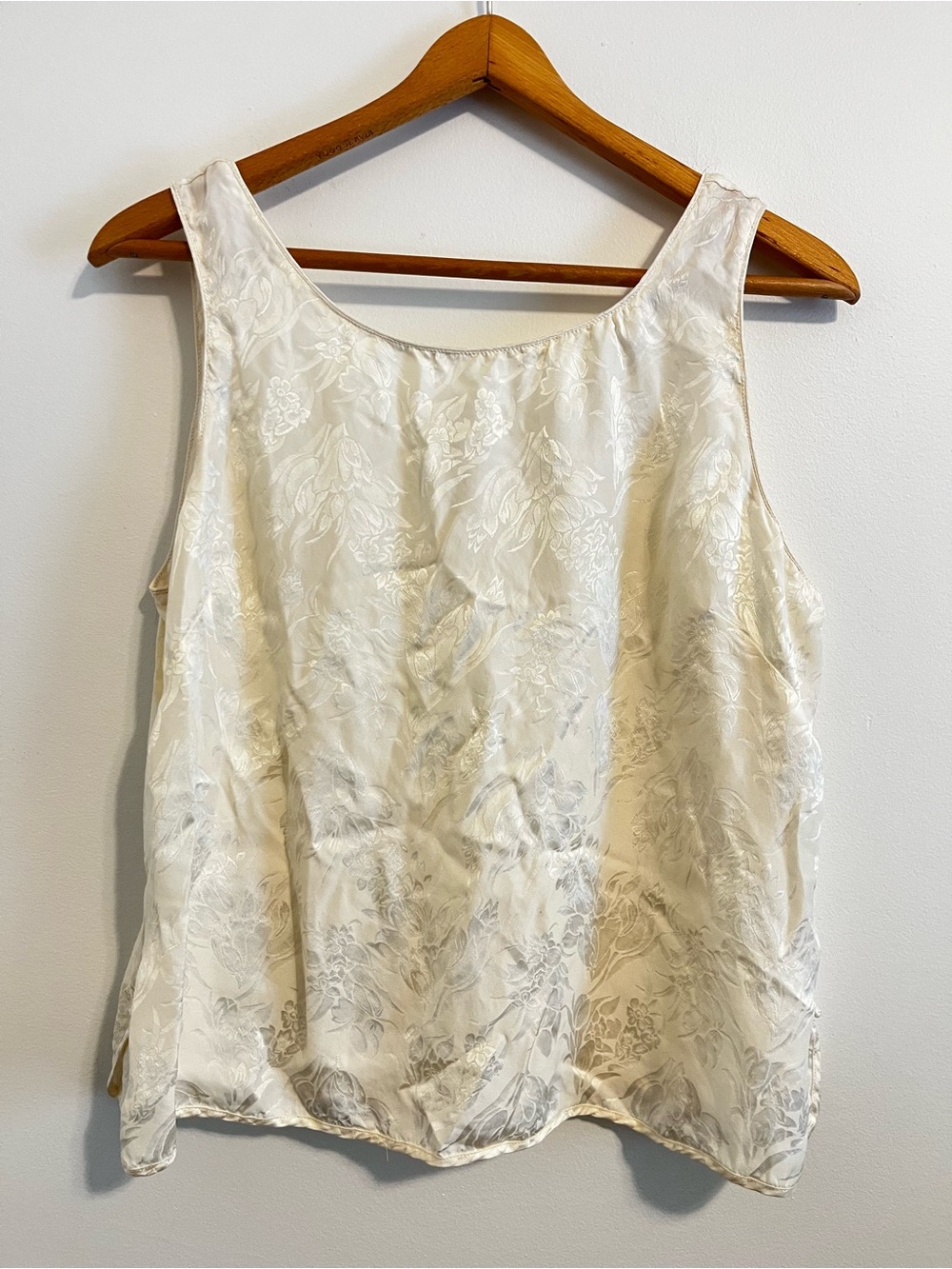 Vintage Private Luxuries 100% Silk Pajama Set Ivory Floral Jacquard Lounge Luxe - Picture 3 of 13